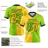 Custom Neon Green Yellow-Black Mesh Authentic Gradient Fashion Scratch Football Jersey