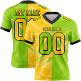Custom Neon Green Yellow-Black Mesh Authentic Gradient Fashion Scratch Football Jersey