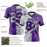 Custom Purple Gray-Black Mesh Authentic Gradient Fashion Scratch Football Jersey