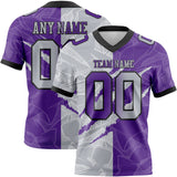 Custom Purple Gray-Black Mesh Authentic Gradient Fashion Scratch Football Jersey