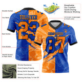 Custom Thunder Blue Bay Orange-Black Mesh Authentic Gradient Fashion Scratch Football Jersey