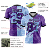 Custom Purple Light Blue-Black Mesh Authentic Gradient Fashion Scratch Football Jersey