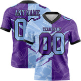 Custom Purple Light Blue-Black Mesh Authentic Gradient Fashion Scratch Football Jersey