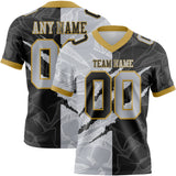 Custom Black Gray-Old Gold Mesh Authentic Gradient Fashion Scratch Football Jersey