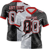 Custom Black Gray-Red Mesh Authentic Gradient Fashion Scratch Football Jersey