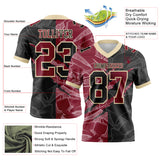 Custom Black Crimson-Cream Mesh Authentic Gradient Fashion Scratch Football Jersey
