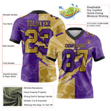 Custom Purple Old Gold-Black Mesh Authentic Gradient Fashion Scratch Football Jersey