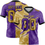 Custom Purple Old Gold-Black Mesh Authentic Gradient Fashion Scratch Football Jersey