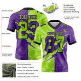 Custom Purple Neon Green-Black Mesh Authentic Gradient Fashion Scratch Football Jersey