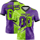 Custom Purple Neon Green-Black Mesh Authentic Gradient Fashion Scratch Football Jersey
