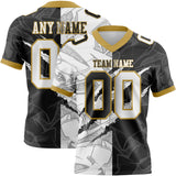 Custom Black White-Old Gold Mesh Authentic Gradient Fashion Scratch Football Jersey