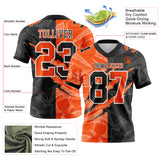 Custom Black Orange-White Mesh Authentic Gradient Fashion Scratch Football Jersey