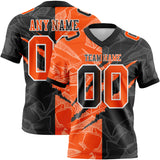 Custom Black Orange-White Mesh Authentic Gradient Fashion Scratch Football Jersey