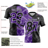 Custom Black Purple-White Mesh Authentic Gradient Fashion Scratch Football Jersey