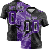 Custom Black Purple-White Mesh Authentic Gradient Fashion Scratch Football Jersey