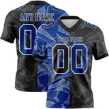 Custom Black Royal-White Mesh Authentic Gradient Fashion Scratch Football Jersey