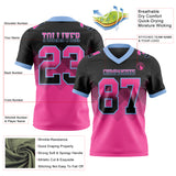 Custom Black Pink-Light Blue Mesh Authentic Gradient Square Shape 7V7 Flag Football Jersey