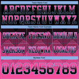 Custom Black Pink-Light Blue Mesh Authentic Gradient Square Shape 7V7 Flag Football Jersey