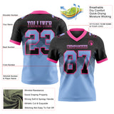 Custom Black Light Blue-Pink Mesh Authentic Gradient Square Shape 7V7 Flag Football Jersey