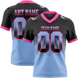 Custom Black Light Blue-Pink Mesh Authentic Gradient Square Shape 7V7 Flag Football Jersey