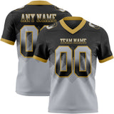 Custom Black Gray-Old Gold Mesh Authentic Gradient Square Shape 7V7 Flag Football Jersey