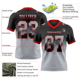 Custom Black Gray-Red Mesh Authentic Gradient Square Shape 7V7 Flag Football Jersey