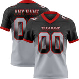Custom Black Gray-Red Mesh Authentic Gradient Square Shape 7V7 Flag Football Jersey