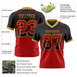 Custom Black Red-Old Gold Mesh Authentic Gradient Square Shape 7V7 Flag Football Jersey