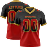 Custom Black Red-Old Gold Mesh Authentic Gradient Square Shape 7V7 Flag Football Jersey