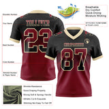 Custom Black Crimson-Cream Mesh Authentic Gradient Square Shape 7V7 Flag Football Jersey