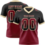 Custom Black Crimson-Cream Mesh Authentic Gradient Square Shape 7V7 Flag Football Jersey