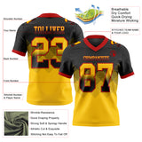 Custom Black Yellow-Red Mesh Authentic Gradient Square Shape 7V7 Flag Football Jersey