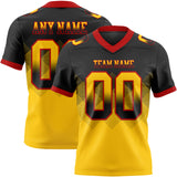 Custom Black Yellow-Red Mesh Authentic Gradient Square Shape 7V7 Flag Football Jersey