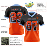 Custom Black Orange-Light Blue Mesh Authentic Gradient Square Shape 7V7 Flag Football Jersey