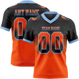 Custom Black Orange-Light Blue Mesh Authentic Gradient Square Shape 7V7 Flag Football Jersey