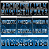 Custom Black Blue-White Mesh Authentic Gradient Square Shape 7V7 Flag Football Jersey