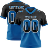 Custom Black Blue-White Mesh Authentic Gradient Square Shape 7V7 Flag Football Jersey