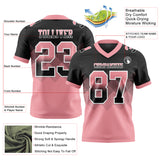 Custom Black Medium Pink-White Mesh Authentic Gradient Square Shape 7V7 Flag Football Jersey
