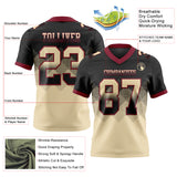 Custom Black Cream-Crimson Mesh Authentic Gradient Square Shape 7V7 Flag Football Jersey