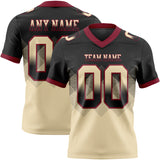 Custom Black Cream-Crimson Mesh Authentic Gradient Square Shape 7V7 Flag Football Jersey