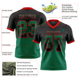 Custom Black Kelly Green-Red Mesh Authentic Gradient Square Shape 7V7 Flag Football Jersey