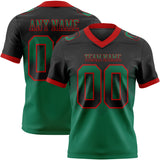 Custom Black Kelly Green-Red Mesh Authentic Gradient Square Shape 7V7 Flag Football Jersey