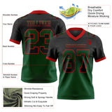 Custom Black Green-Red Mesh Authentic Gradient Square Shape 7V7 Flag Football Jersey