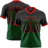 Custom Black Green-Red Mesh Authentic Gradient Square Shape 7V7 Flag Football Jersey