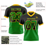 Custom Black Grass Green-Yellow Mesh Authentic Gradient Square Shape 7V7 Flag Football Jersey