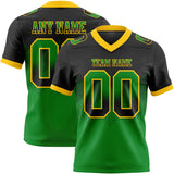 Custom Black Grass Green-Yellow Mesh Authentic Gradient Square Shape 7V7 Flag Football Jersey