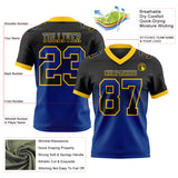 Custom Black Royal-Yellow Mesh Authentic Gradient Square Shape 7V7 Flag Football Jersey