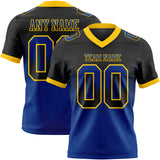 Custom Black Royal-Yellow Mesh Authentic Gradient Square Shape 7V7 Flag Football Jersey