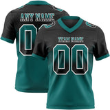 Custom Black Teal-White Mesh Authentic Gradient Square Shape 7V7 Flag Football Jersey