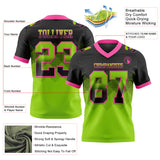 Custom Black Neon Green-Pink Mesh Authentic Gradient Square Shape 7V7 Flag Football Jersey